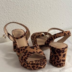 Brown Platform Shoes with Chunky Heel and Leopard Print